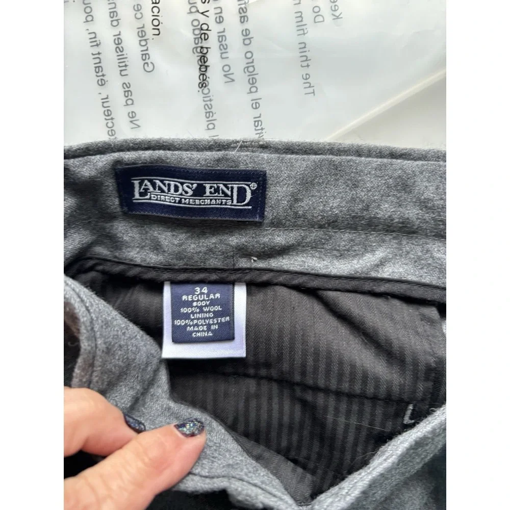 Lands end men's grey‎ dress pants size 34